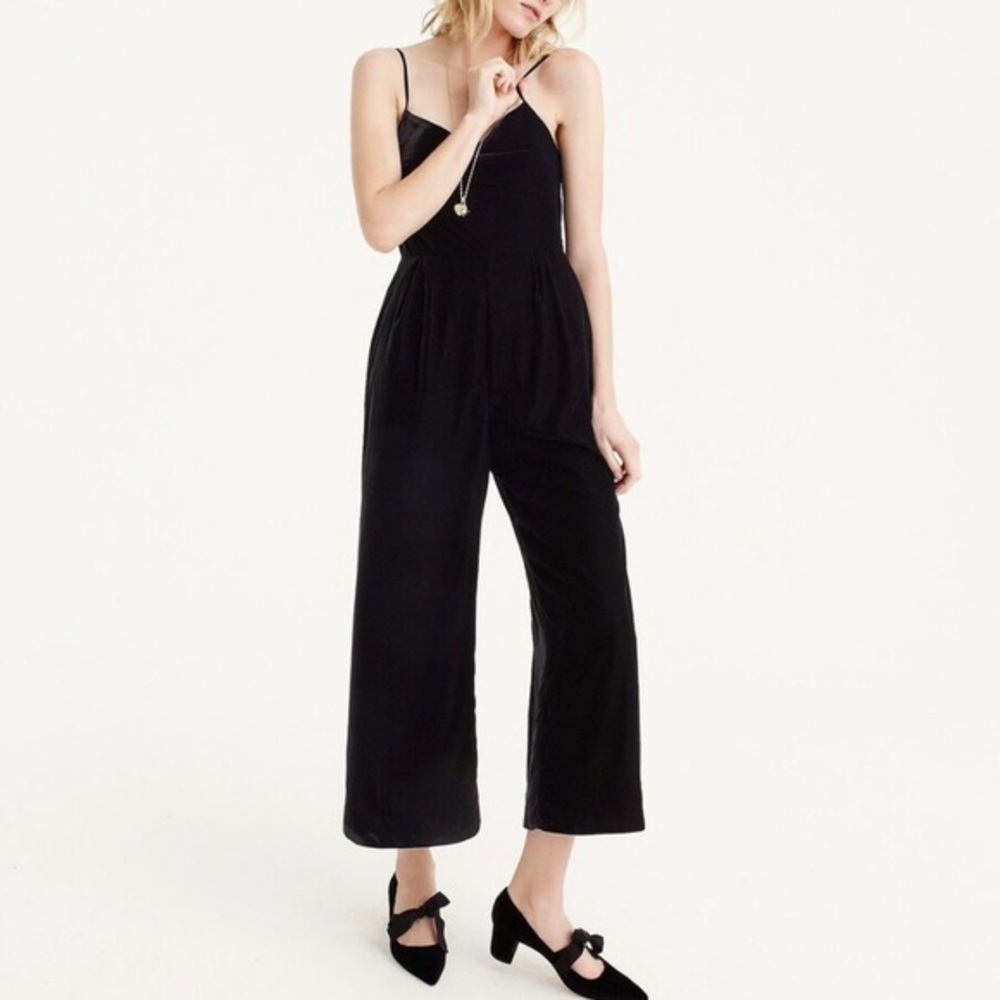 Jcrew cropped velvet jumpsuit